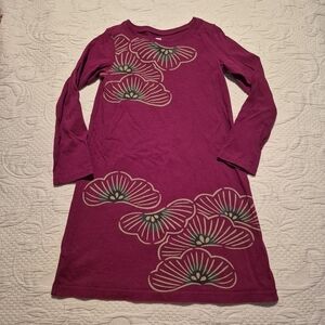 Tea Collection girls size 6 purple floral printed dress long sleeve VGUC